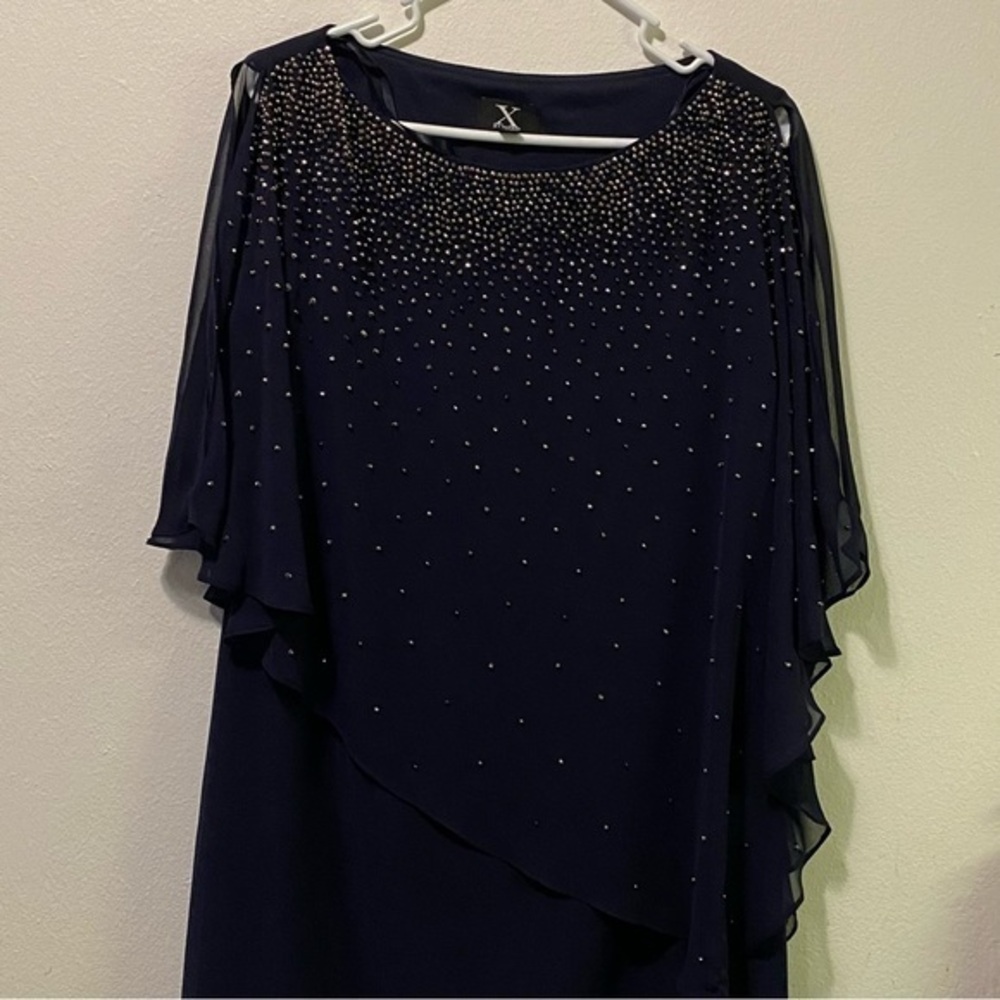 X By Xscape Dress Women’s Size 14 Black Sleeveless With Cover Up Whimsigoth - Picture 4 of 15